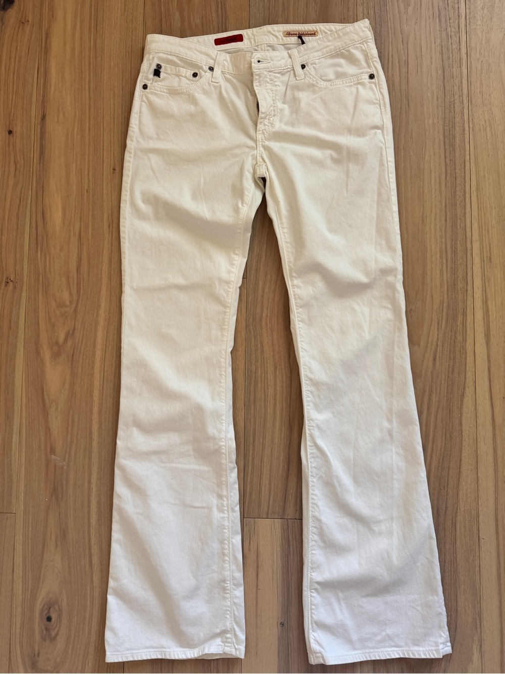Ag Adriano Goldschmied Low Rise White Cream Flare Leg Jeans